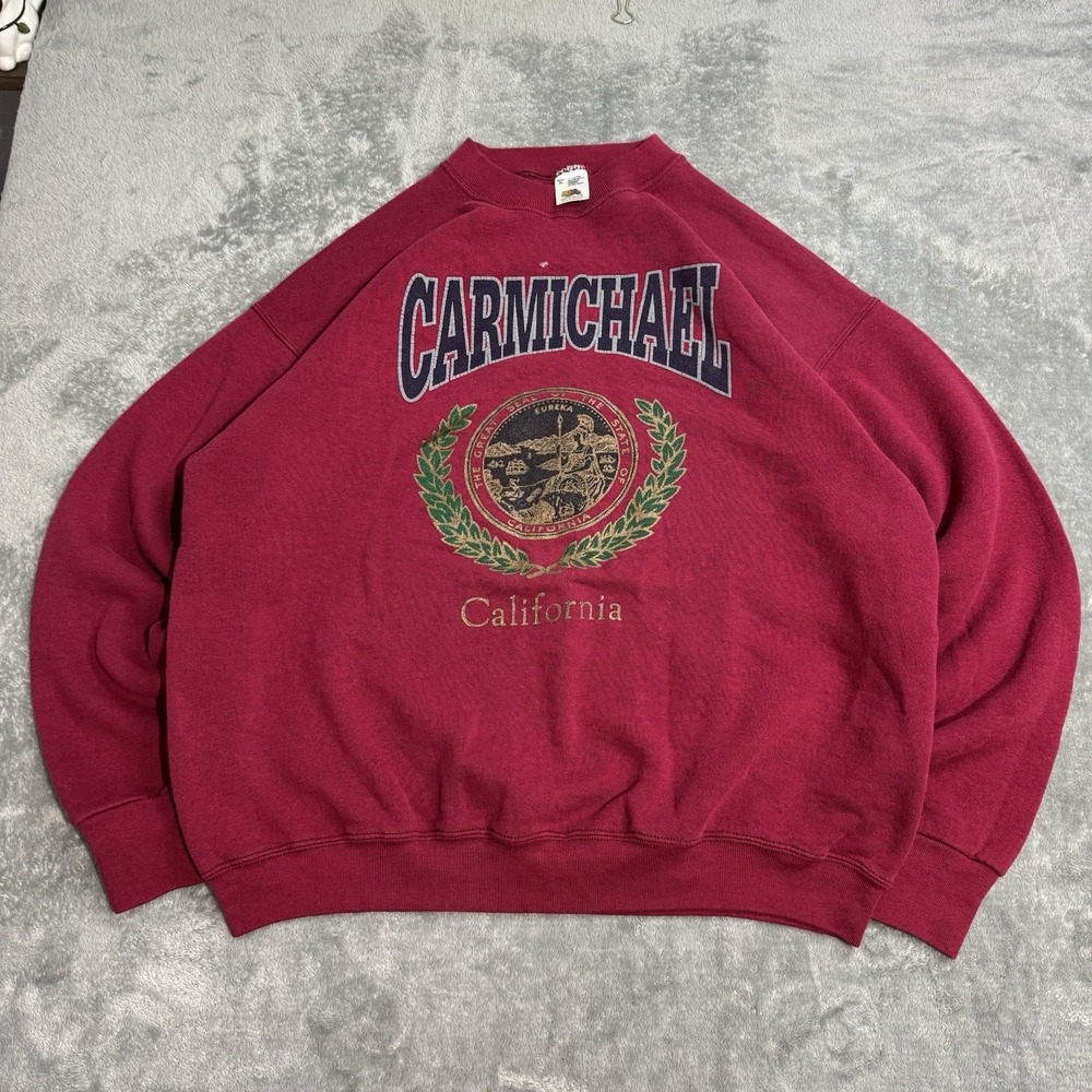 VTG 90s Carmichael Spellout Location Sweatshirt Mens XL California Surf Outdoor